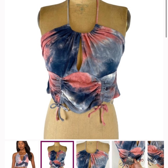 Superdown (Revolve) Chloe Tie Dye Cutout Crop Top Size L - Picture 2 of 2